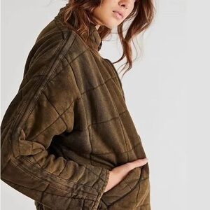 Free People Olive Bomber Jacket